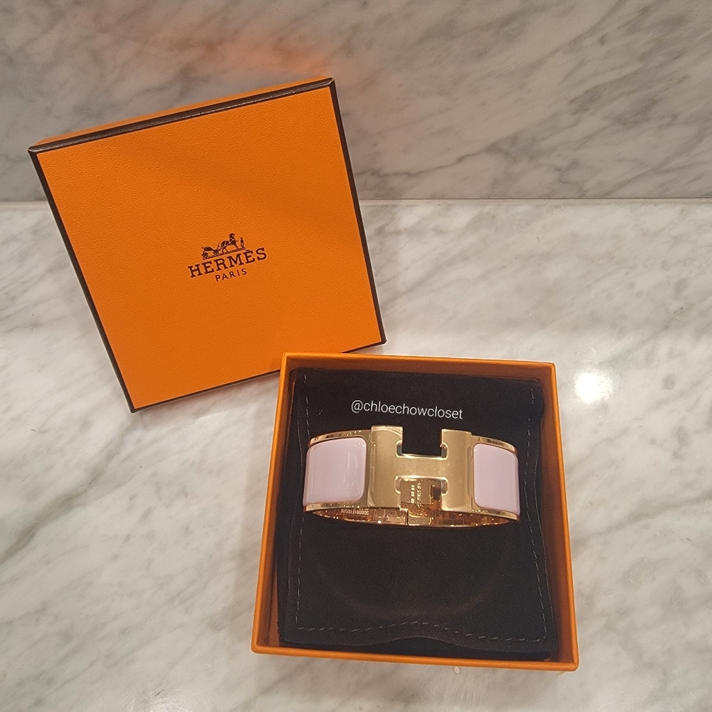 HERMES CLIC CLAC H ROSE GOLD ENAMEL BRACELET PM 31 (ROSE DRAGEE)